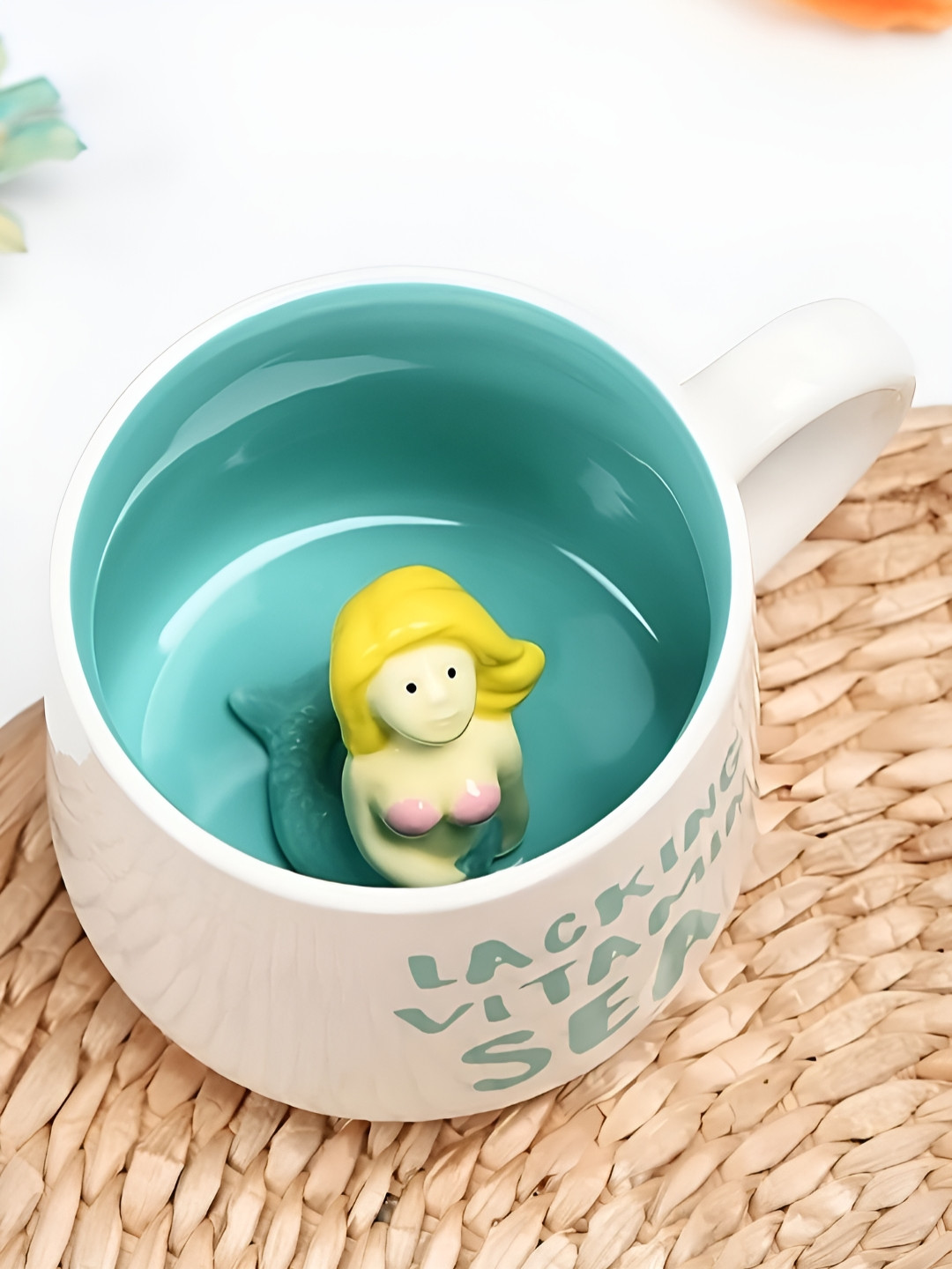 BonZeaL Lily & Ice Cream White Typography Ceramic Microwave Safe Mug-350ml