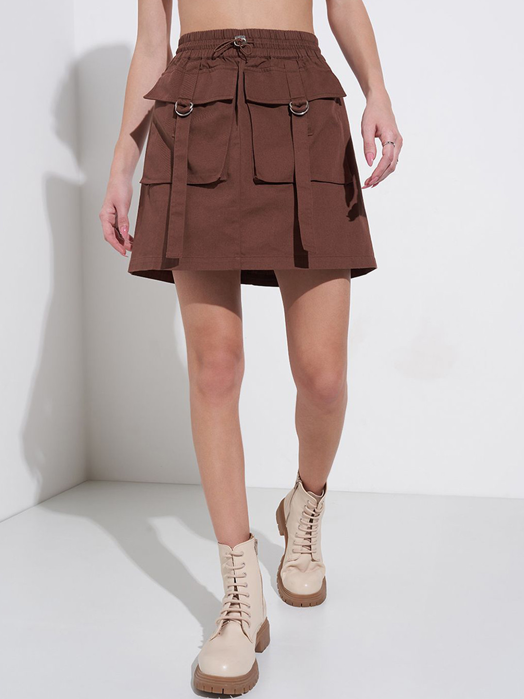 SF JEANS by Pantaloons Women Pure Cotton Utility Pockets A-Line Skirt