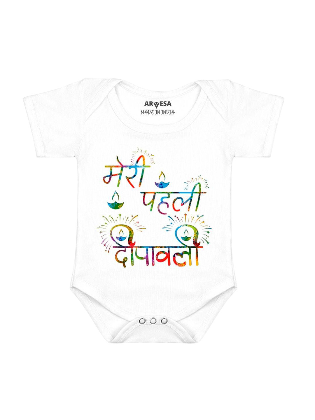 Arvesa Kids First Diwali Printed Baby Romper
