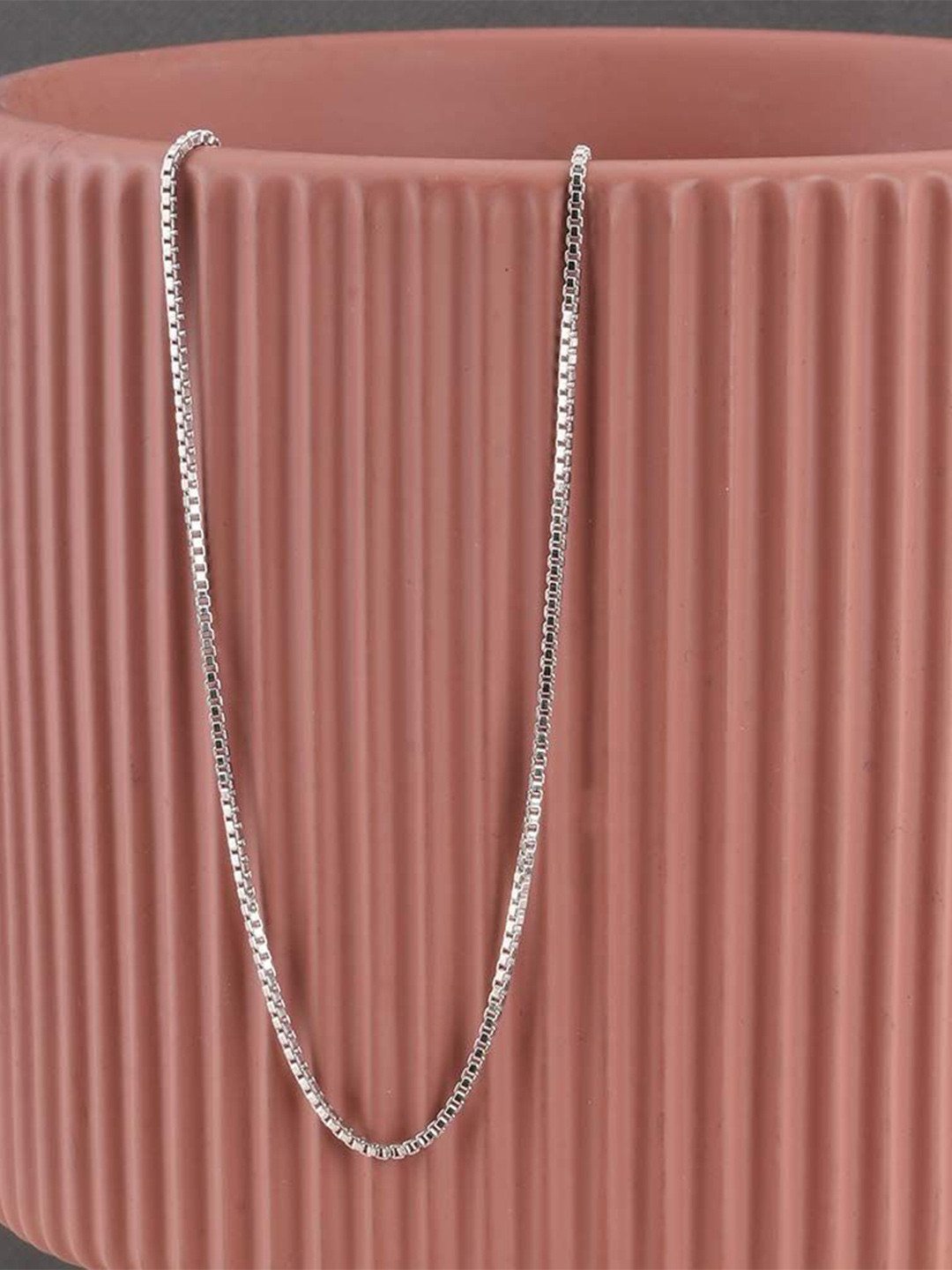 PALMONAS Men 925 Sterling Silver Rhodium-Plated Box Chain