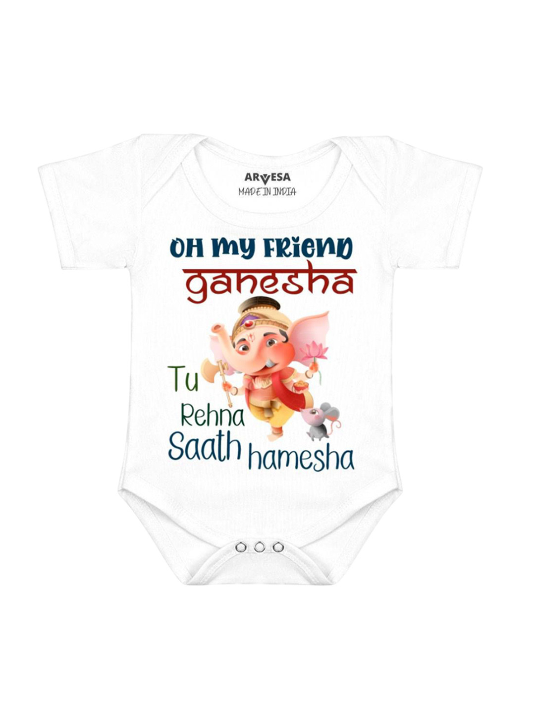 Arvesa First Ganpati Printed Baby Romper