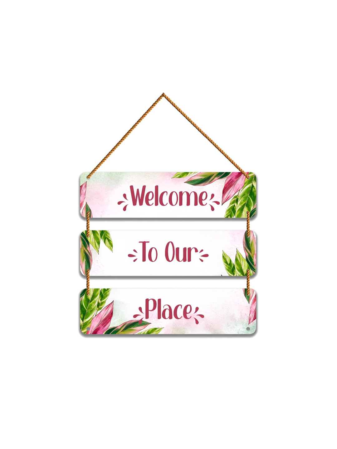 WallDaddy Pink & White Printed Home Decoration Wooden Wall Hanging