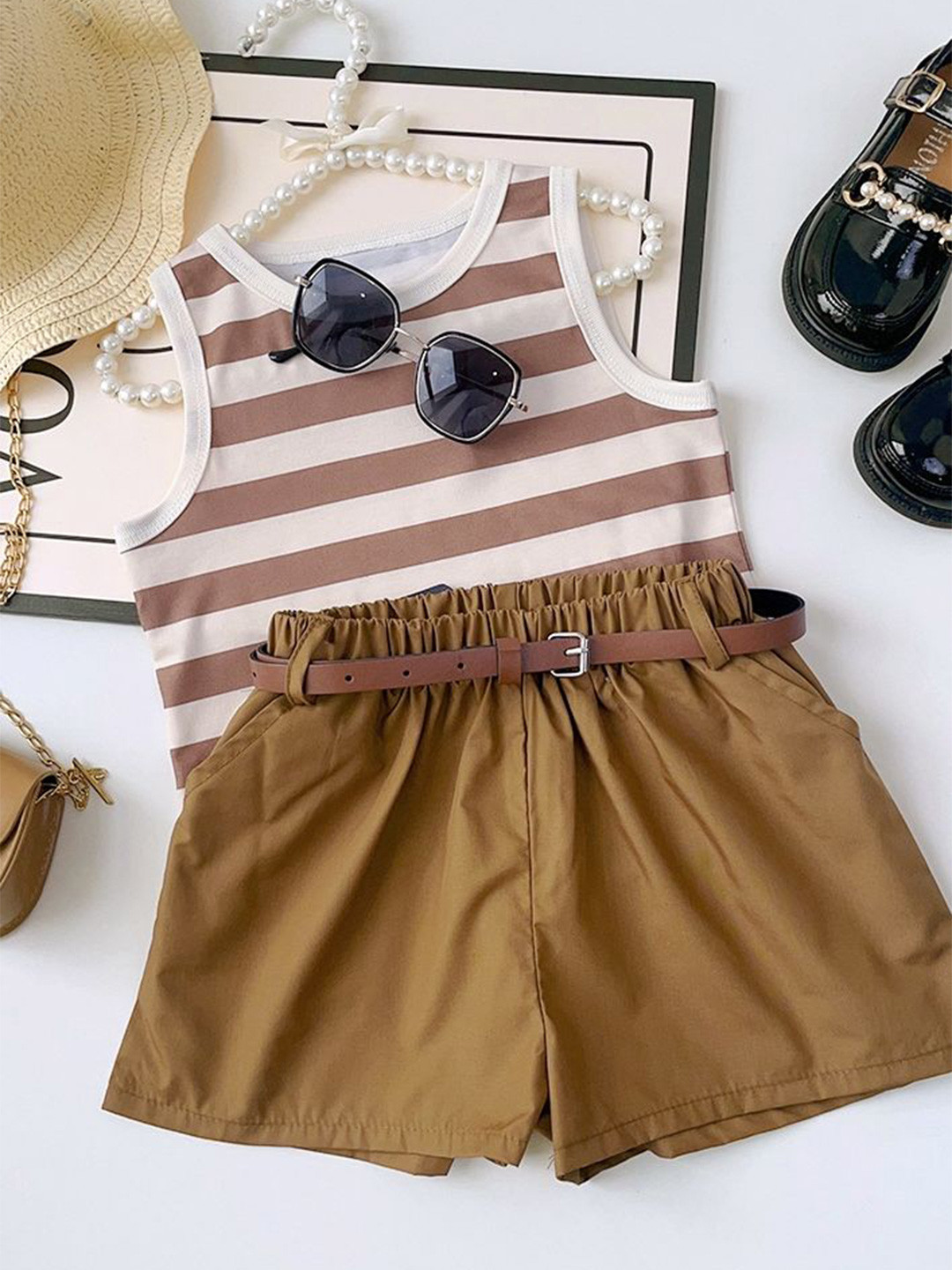 LULU & SKY Girls Striped Tank Top with Shorts