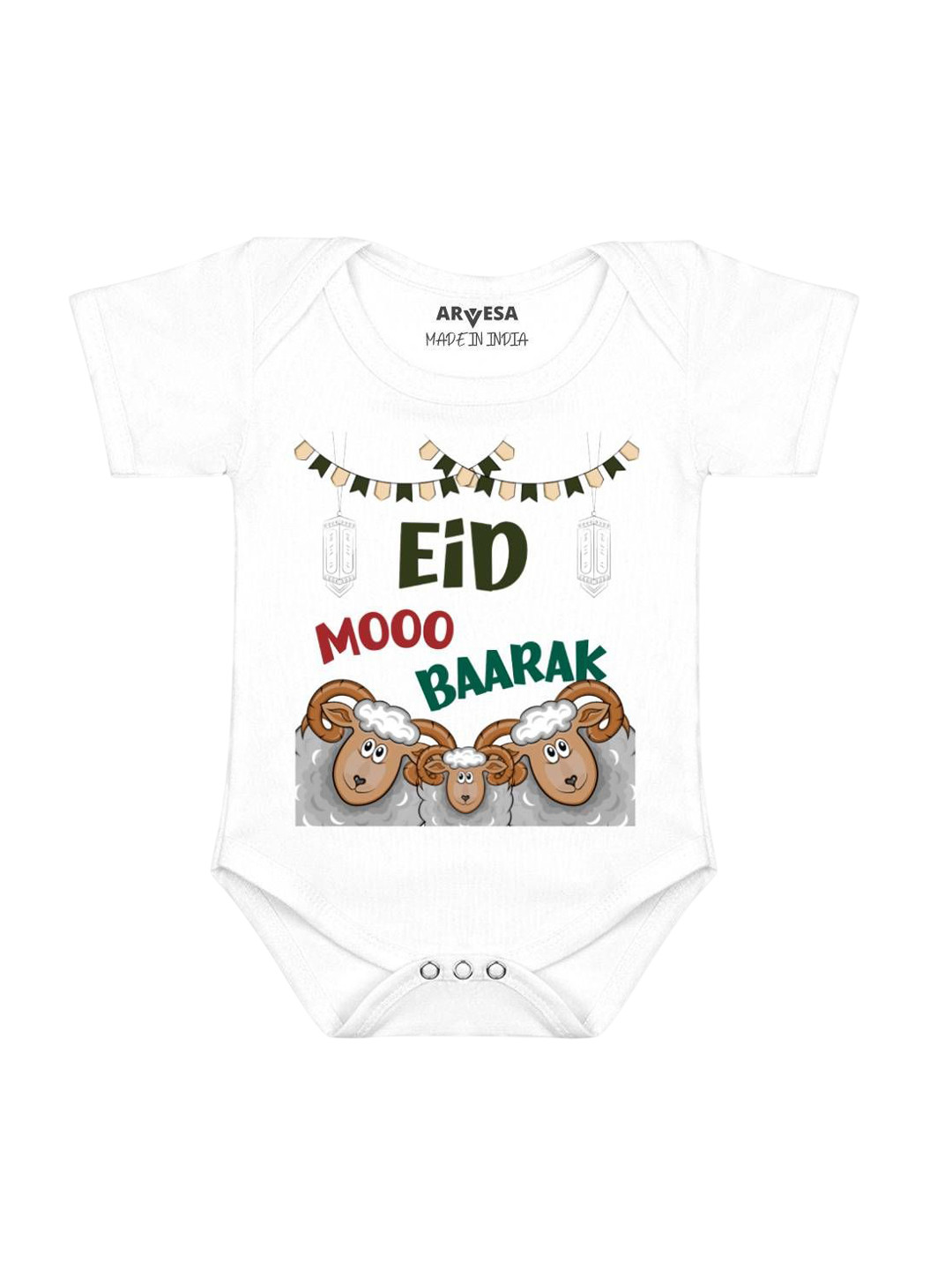 Arvesa Kids Eid Mooo Baarak Printed Bodysuit
