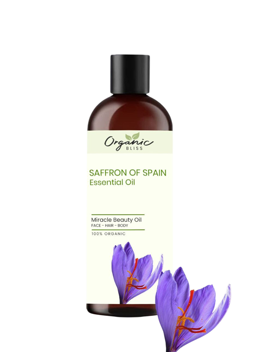 Organic Bliss Saffron Of Spain Essential Beauty Massage Oil For Face Hair & Body - 50 ml