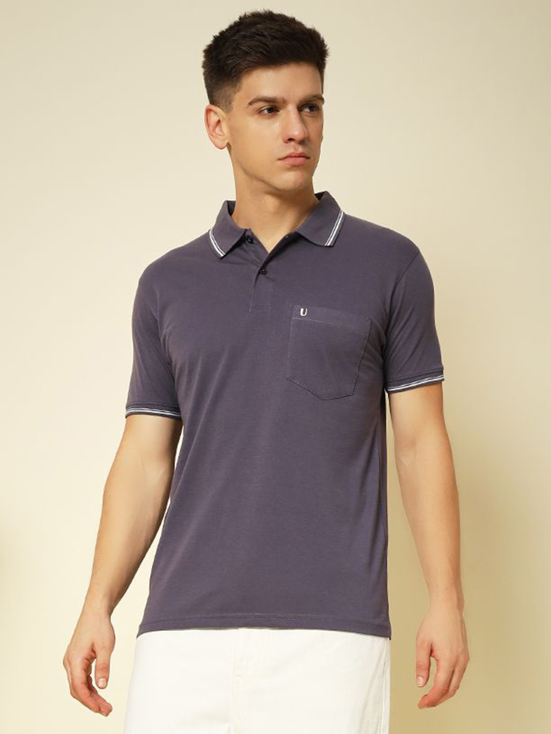 UNIBERRY Men Polo Collar T-shirt