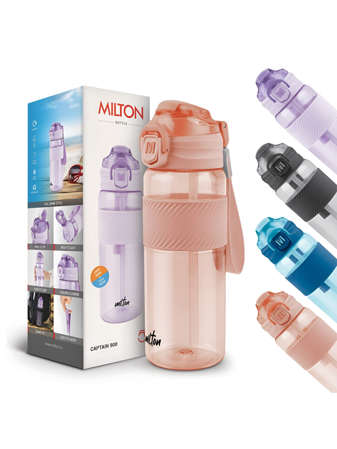 Milton Peach Solid Plastic BPA Free Sipper - 850ml