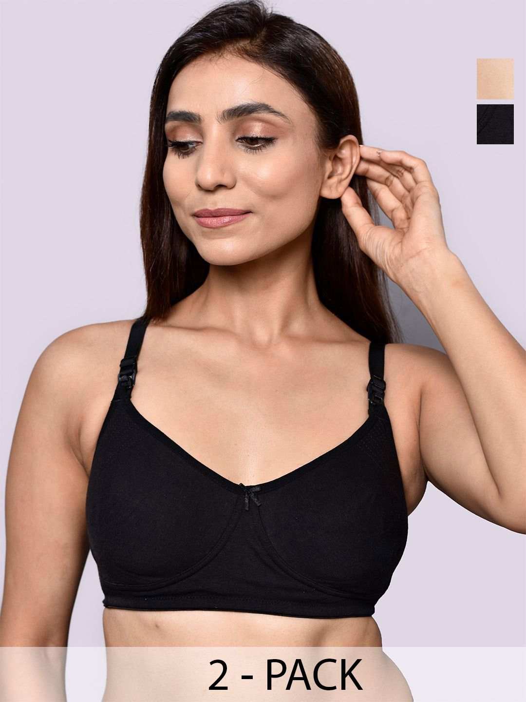 Inner Sense Organic Cotton Antimicrobial Women Feeding Bra ( Pack of 2)