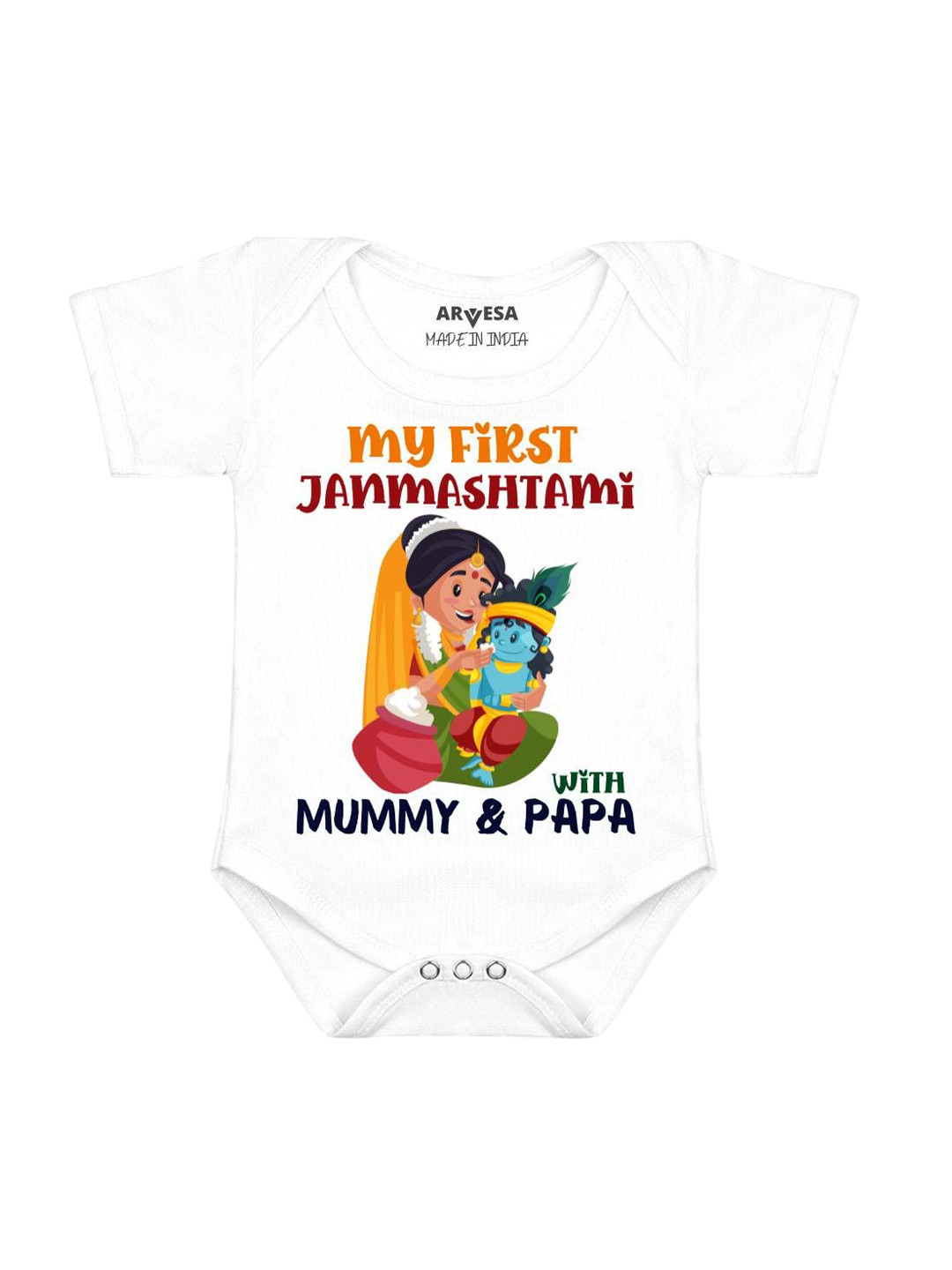 Arvesa First Janmashtami Printed Baby Romper