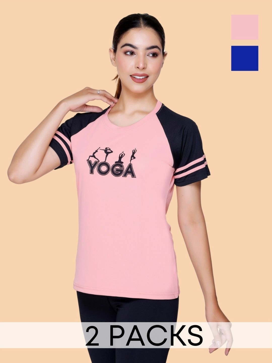 White Moon Women Pack of 2 Typography Printed Round Neck T-shirts