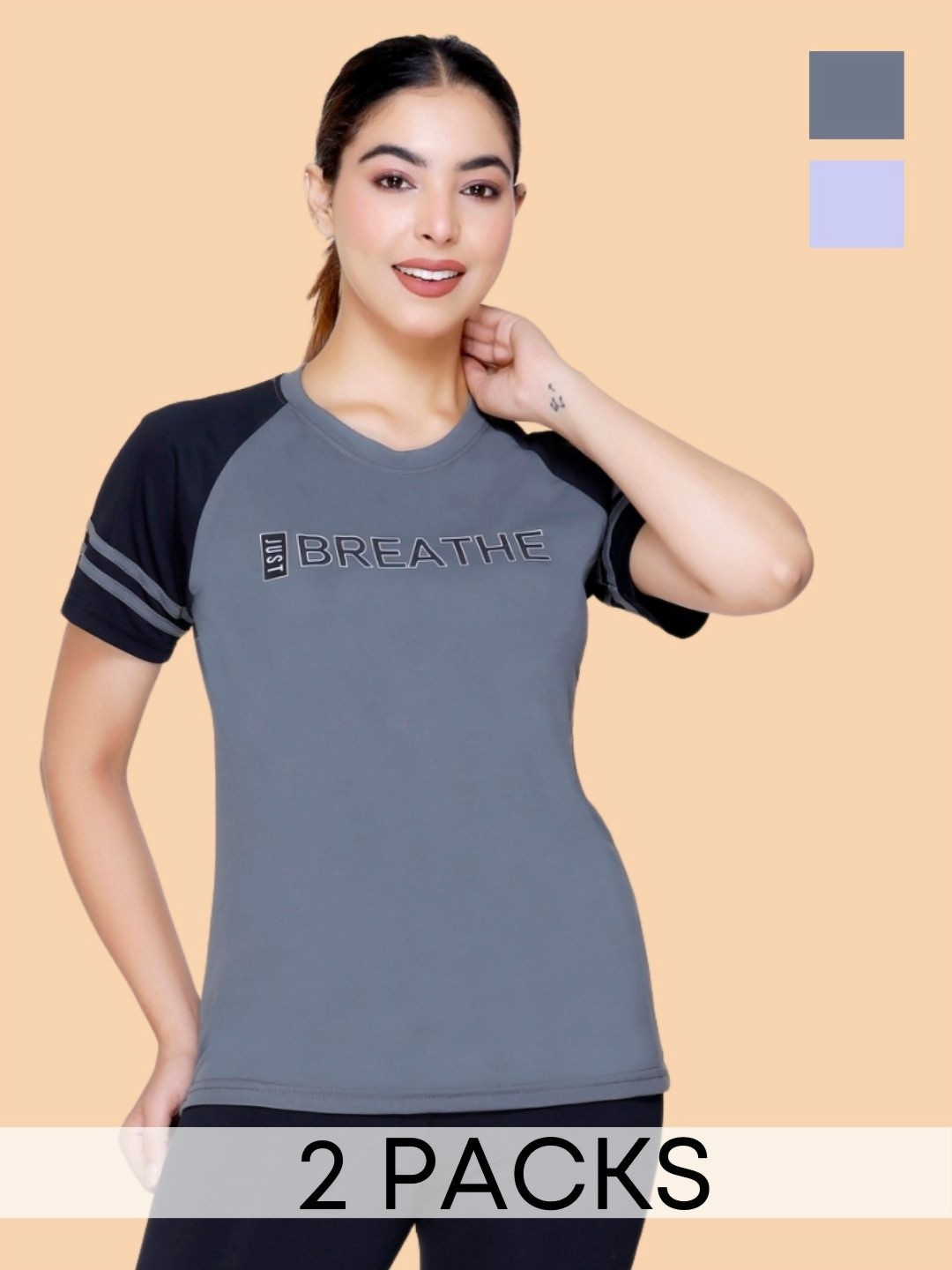 White Moon Women Typography 2 Drop-Shoulder Sleeves Pockets T-shirt