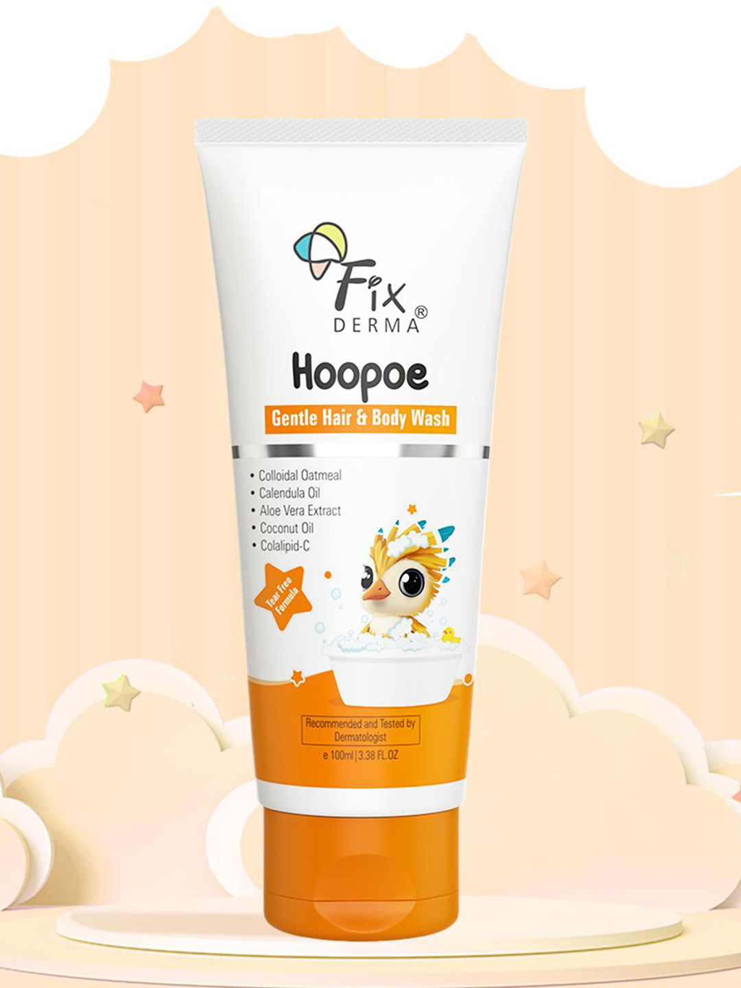 FIXDERMA Kids Hoopoe Gentle Hair & Body Wash with Coconut Oil & Tear Free Formula - 100 ml