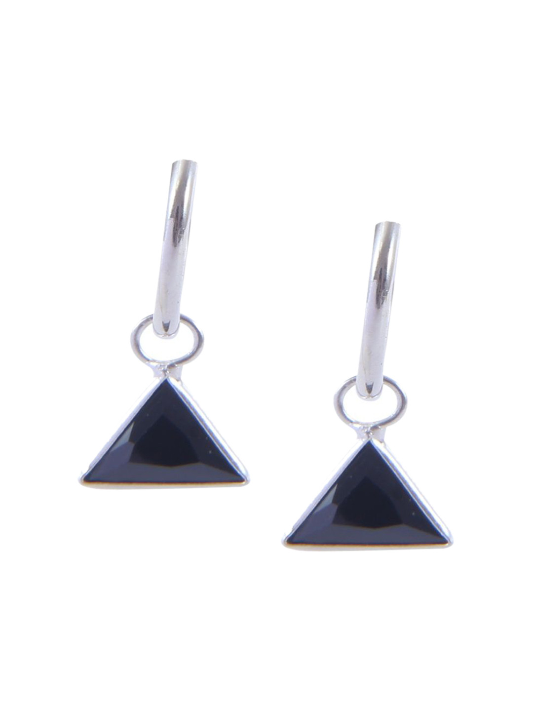 Abhooshan 925Sterling Silver-Plated Cubic Zirconia Studded Triangular Shaped Hoop Earrings
