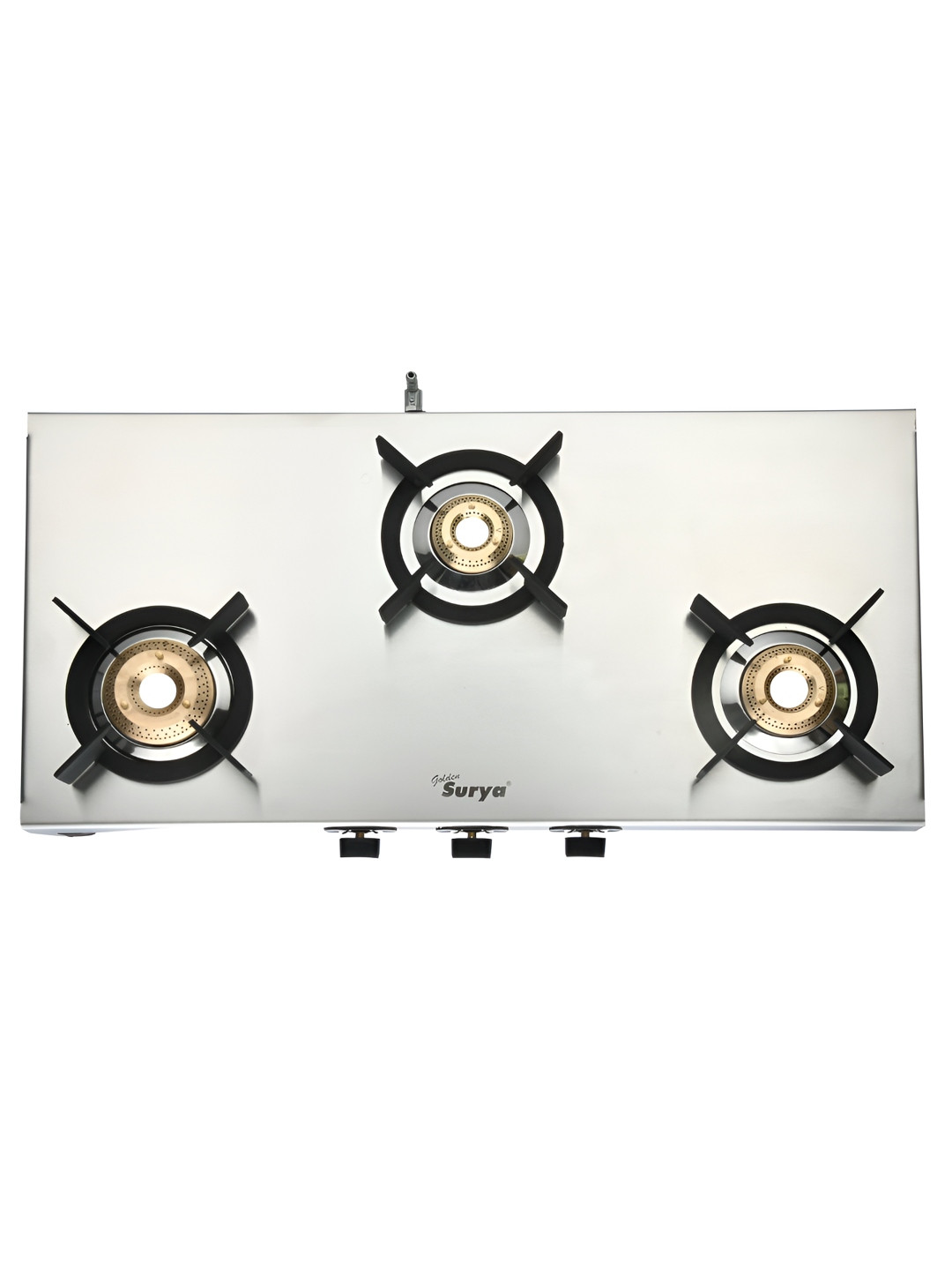 GOLDEN SURYA Grey Heavy Stainless Steel 3 Burner Manual Gas Stove