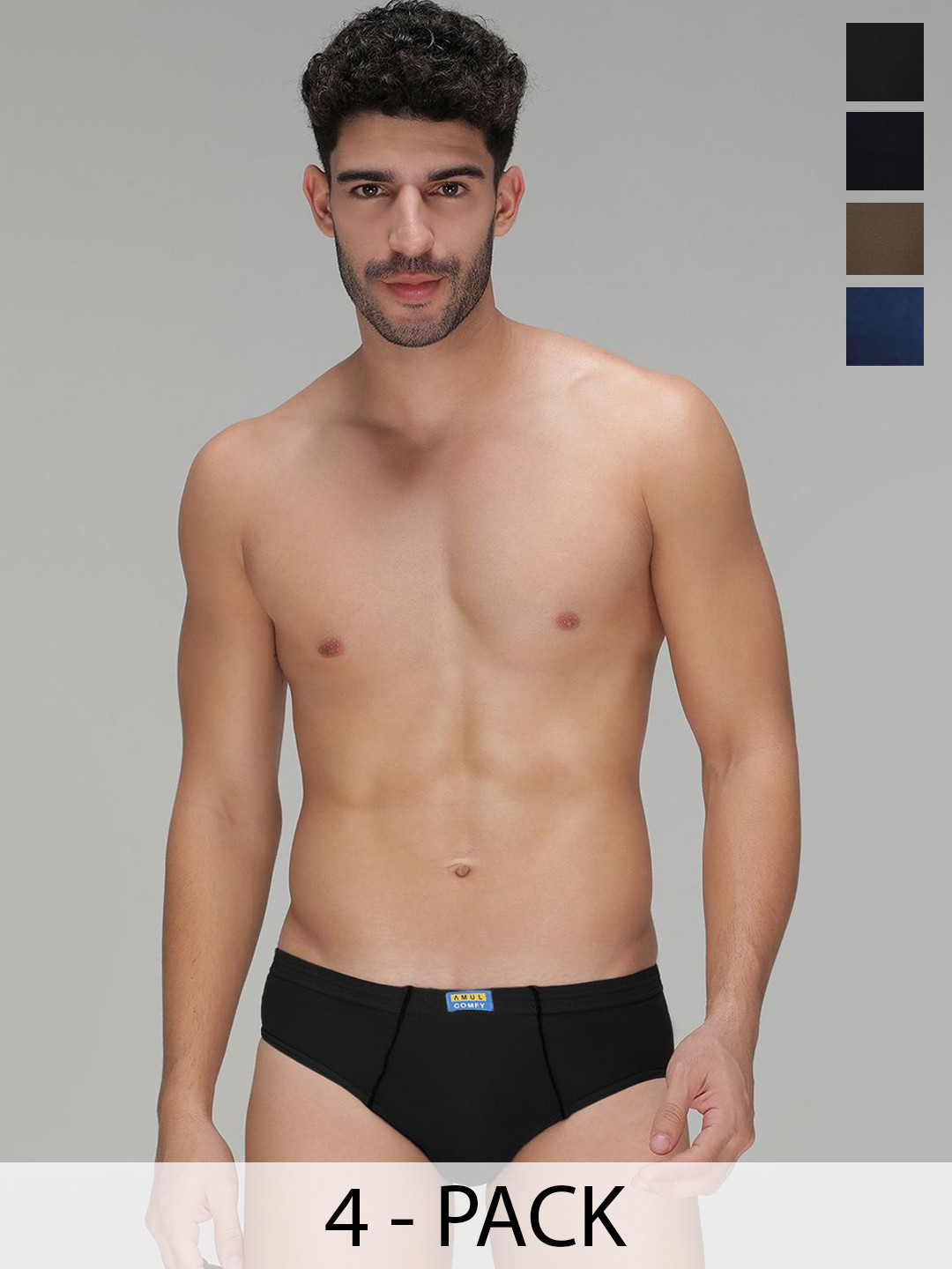 Amul Comfy Pack Of 4 Basic Briefs AC-CBRIIE-NY-BK-SG-AF-3XL-4PC