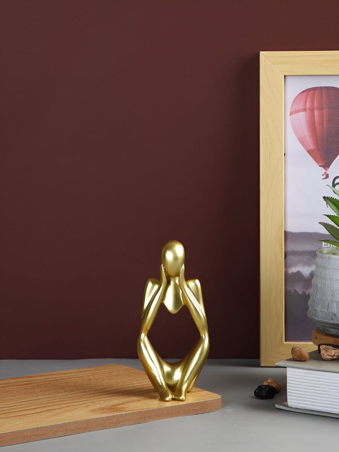 Myntra Elegant Homes Heartful Gesture Gold Resin Metallic Living Room Small Showpiece - 4.9 Inches