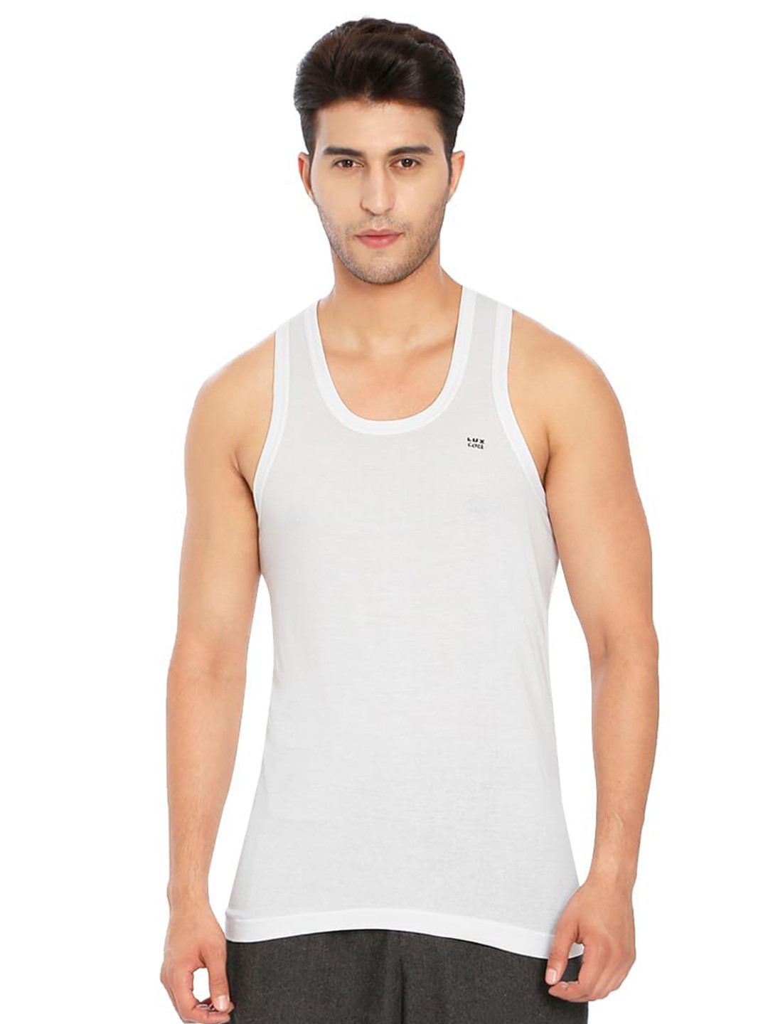 Lux Cozi Pack Of 3 Pure Cotton  Innerwear Vests LUX_005_3H_COZI_FINE_VEST_RN_WHITE_105