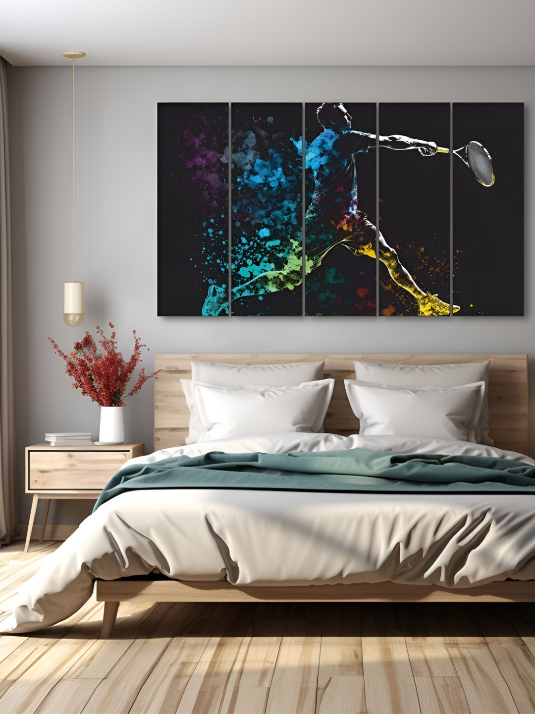 The Castle Decor Black & Blue 5 Pieces Abstract Wooden Paintings Wall Arts