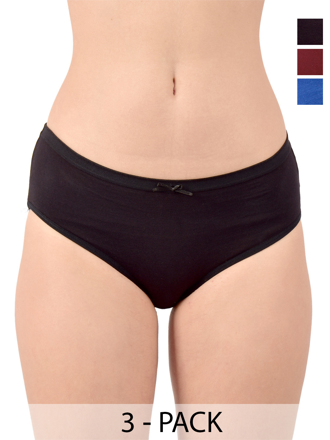 Valles365 by S.C. Pack of 3 Mid-Rise Bikini Briefs - BIKCMBLBLUMAR-S