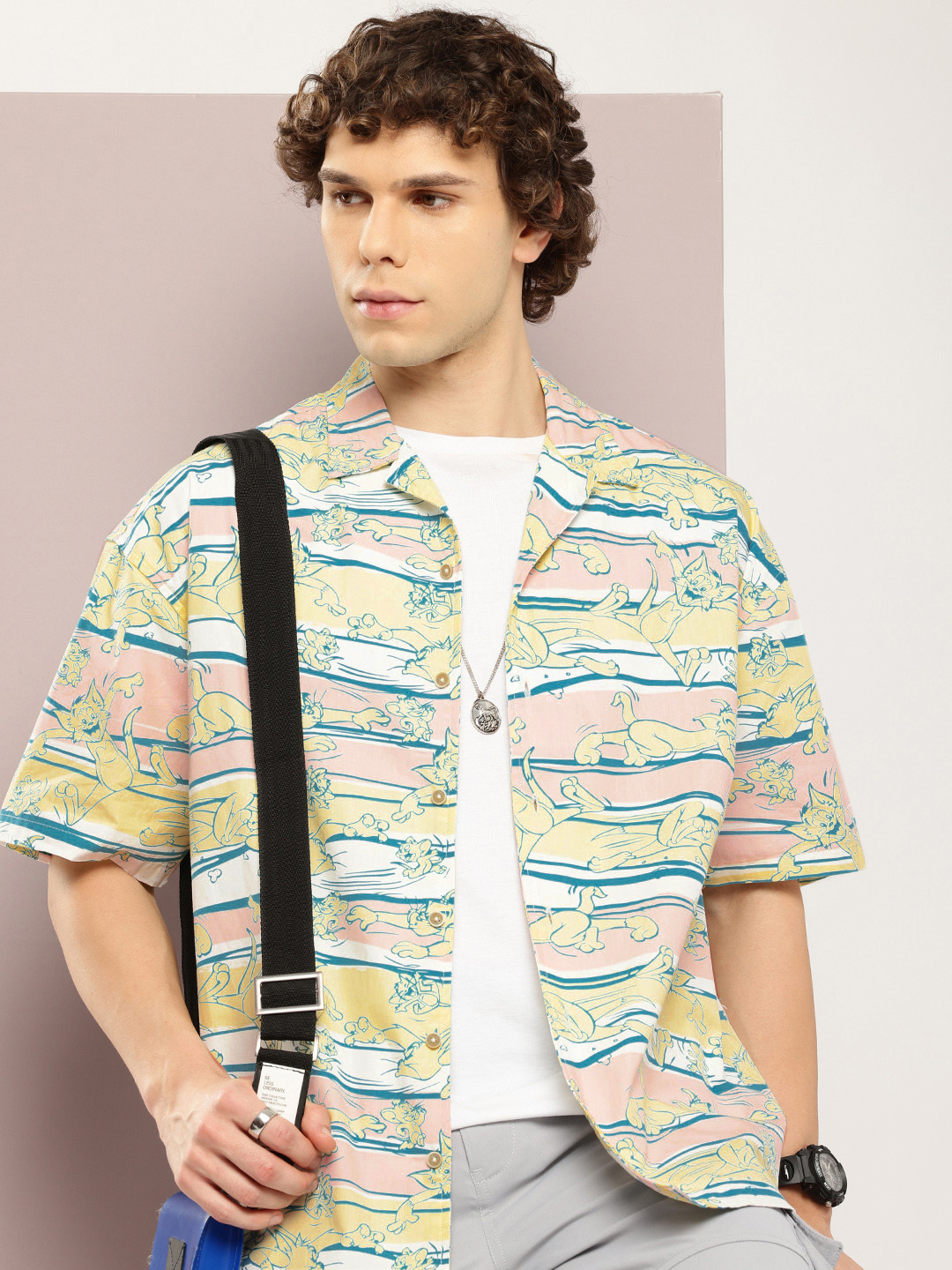 Kook N Keech Toons Pure Cotton Tom & Jerry Printed Opaque Oversized Casual Shirt
