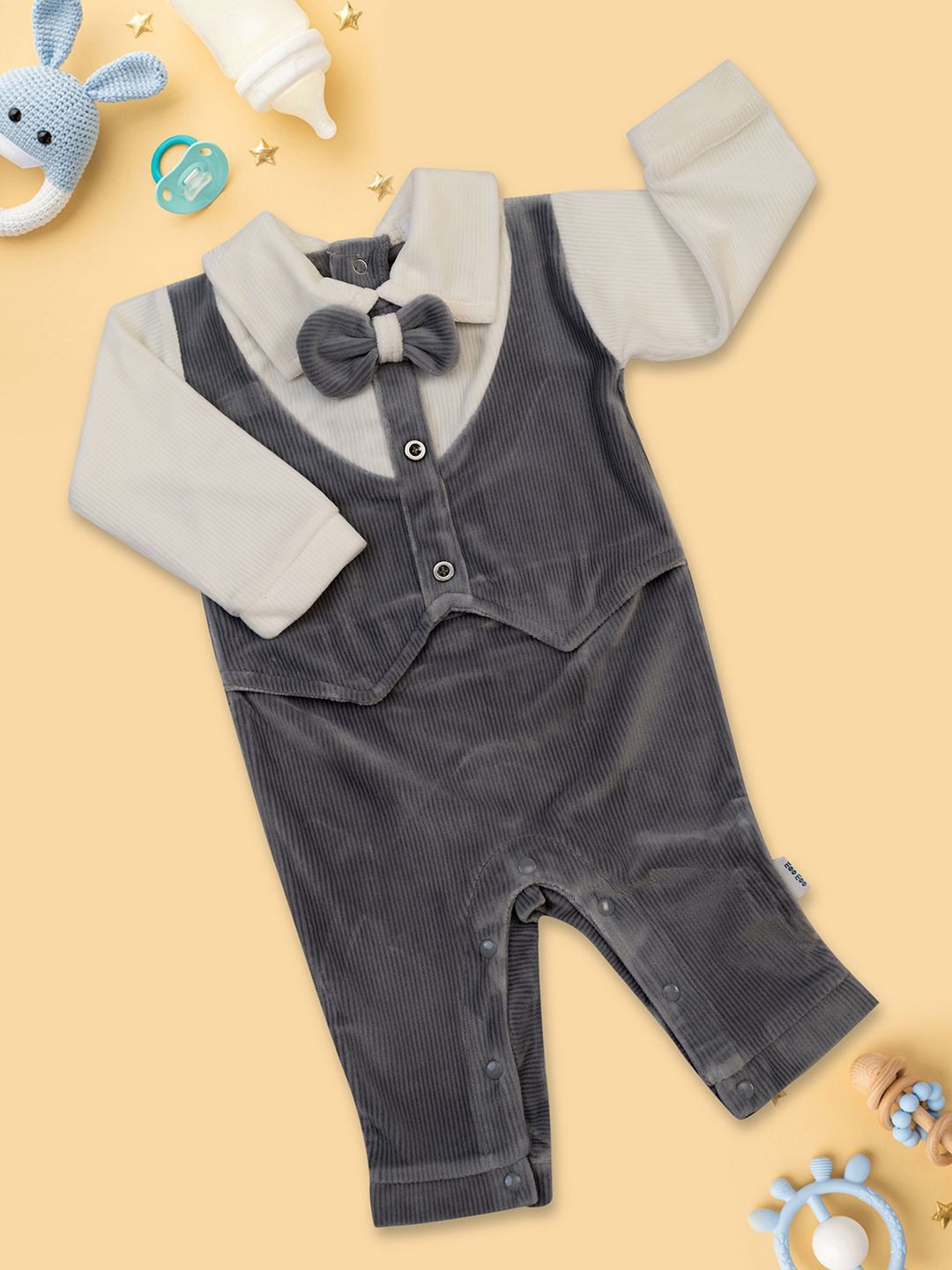 MeeMee Infants Color-Blocked Cotton Rompers