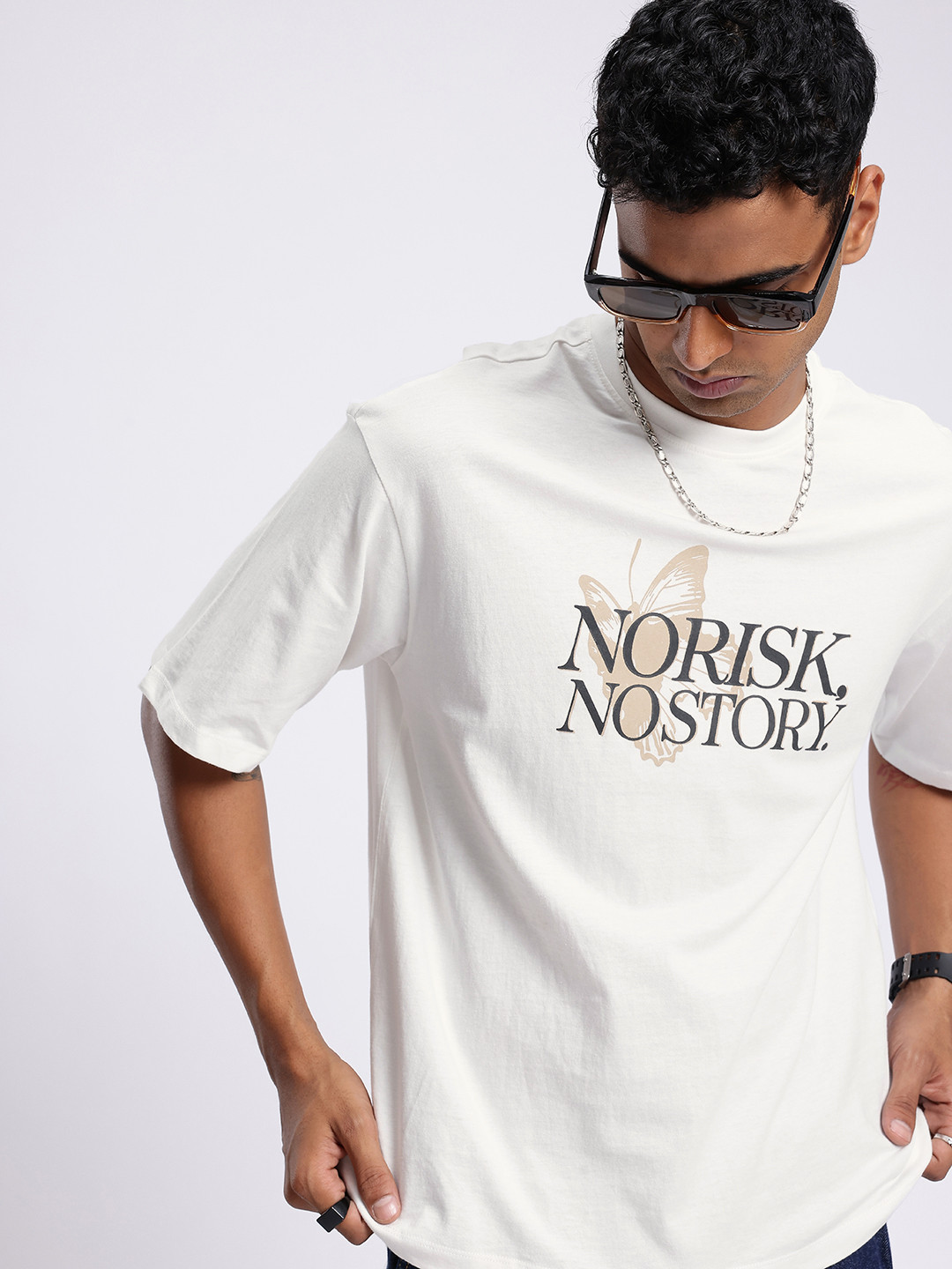 glitchez Typography Printed Relaxed Fit T-shirt