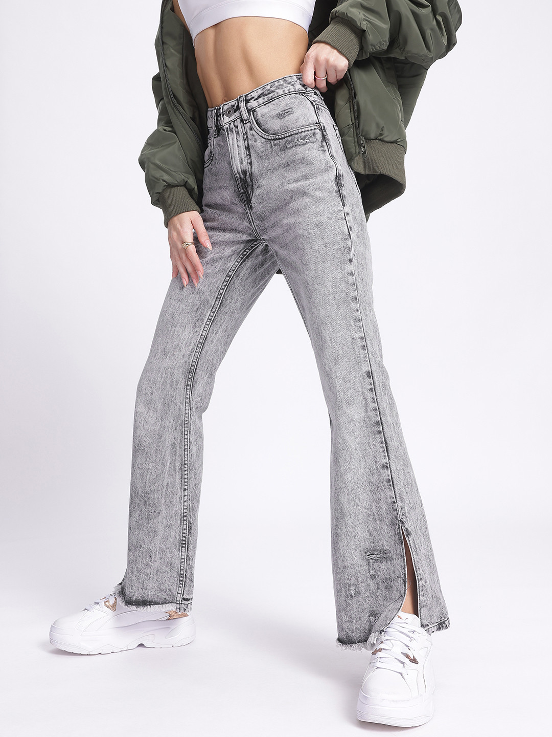 glitchez Women Slit Bootcut Jeans