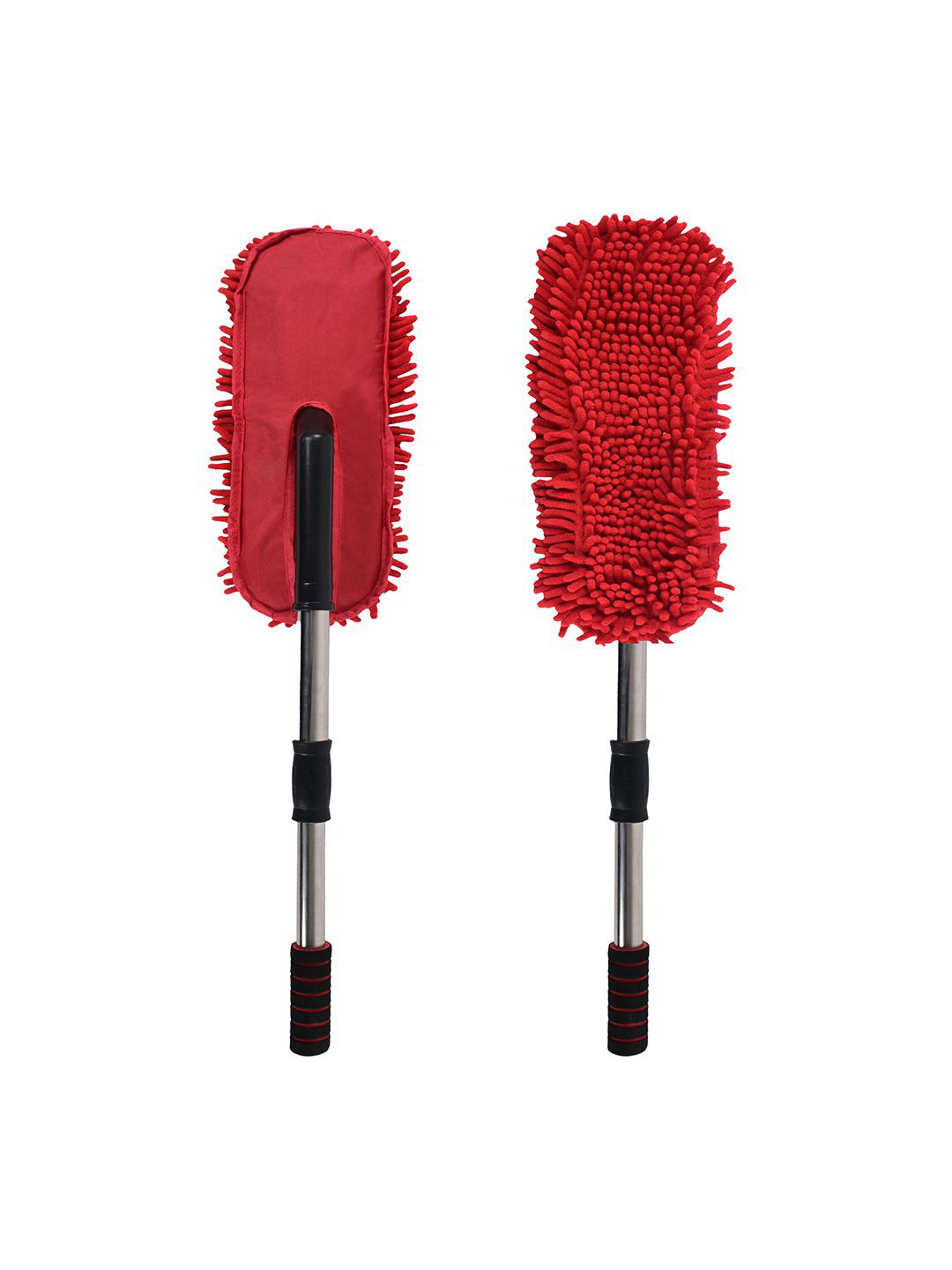 Kuber Industries Red and Black 2 Pieces Extendable Microfibre Dusters