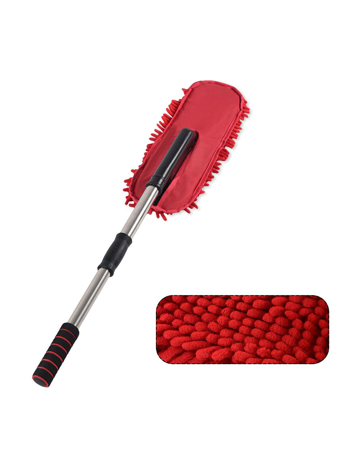 Kuber Industries Red and Black Extendable Microfiber Duster