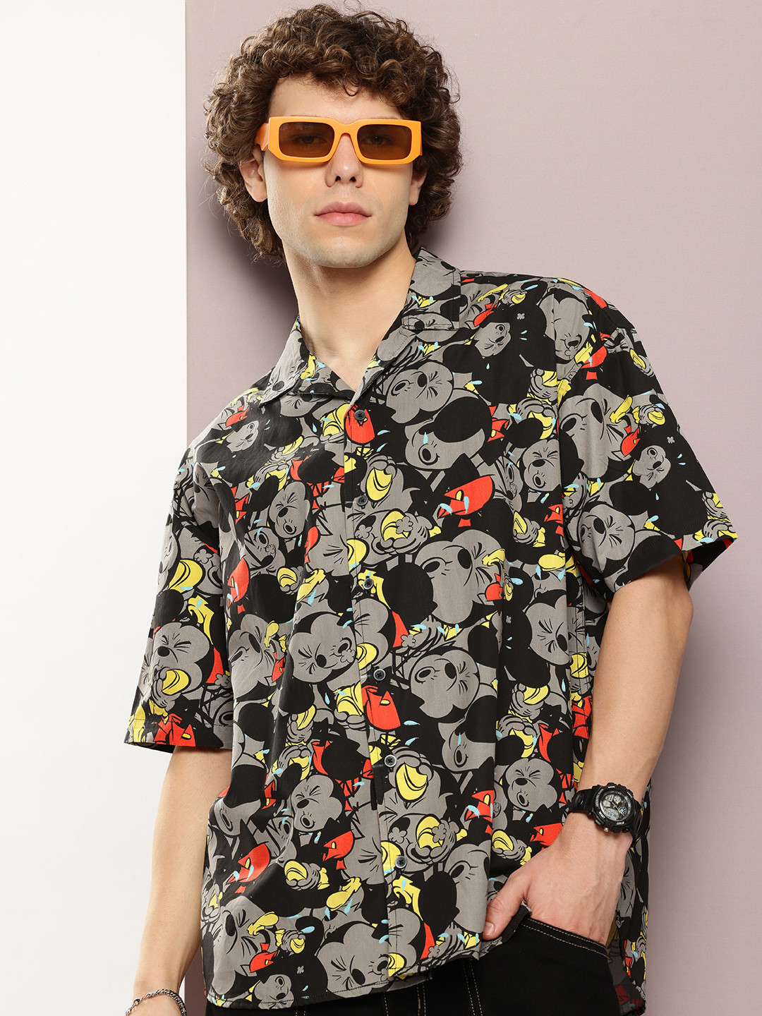 Kook N Keech Disney Pure Cotton Opaque Mickey Mouse Printed Oversized Casual Shirt