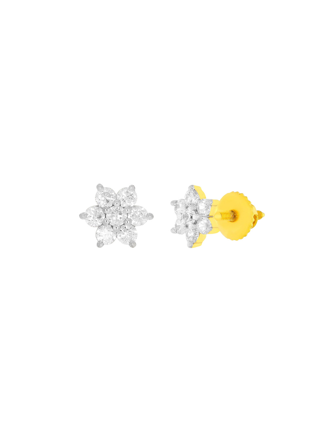 WHP JEWELLERS Glittering Flora 18 KT Yellow Gold Earring For Women.