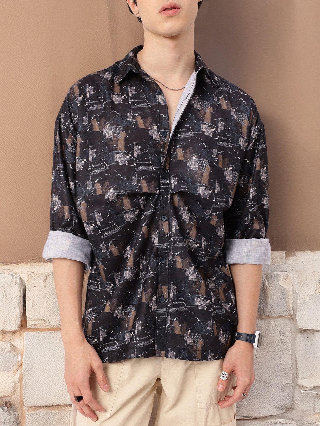 Kook N Keech Indie Pleat Style Relaxed Fit Printed Shirt