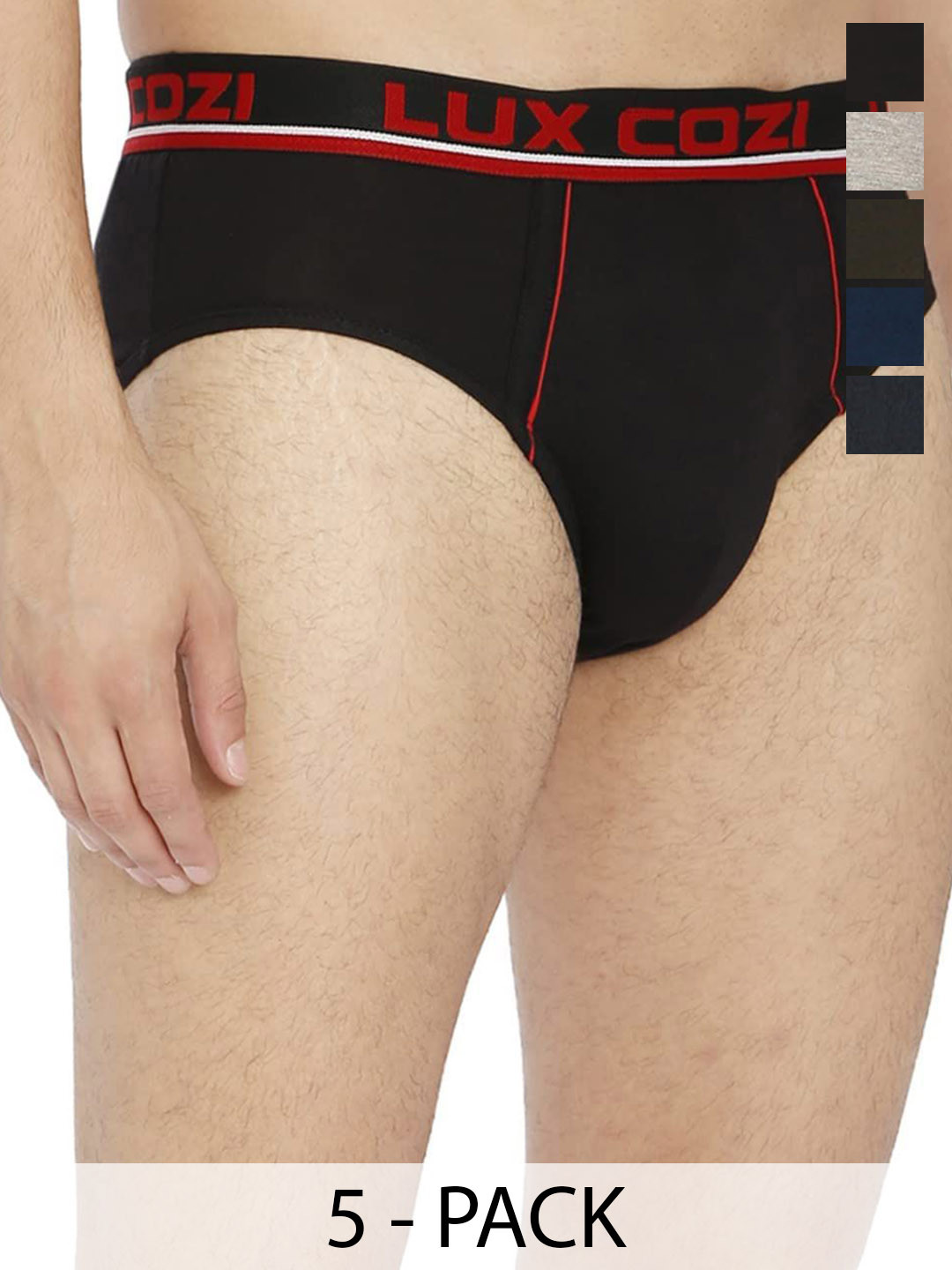 Lux Cozi Pack Of 5 Cotton Assorted Briefs LUX_015_5I_BIGSHOT_BRIEF_PLAIN_ASSORTED_110