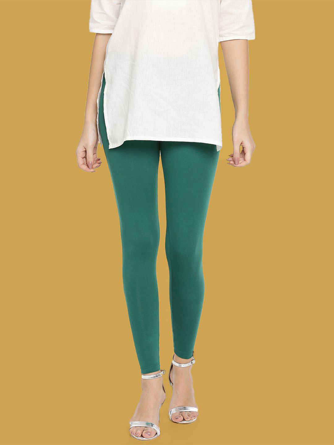 TWIN BIRDS Women Cotton Blend Solid New Leaf Ankle Length Leggings