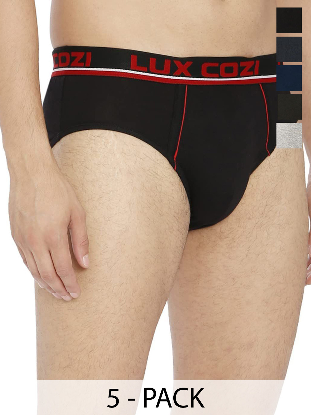 Lux Cozi Pack Of 5 Cotton Assorted Briefs LUX_015_5G_BIGSHOT_BRIEF_PLAIN_ASSORTED_100