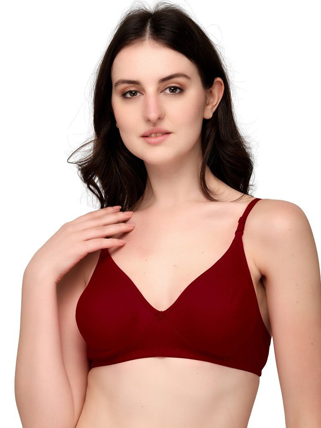 Exotica Lingerie Maroon  Double Layered Non Wired Medium Coverage T-Shirt Bra