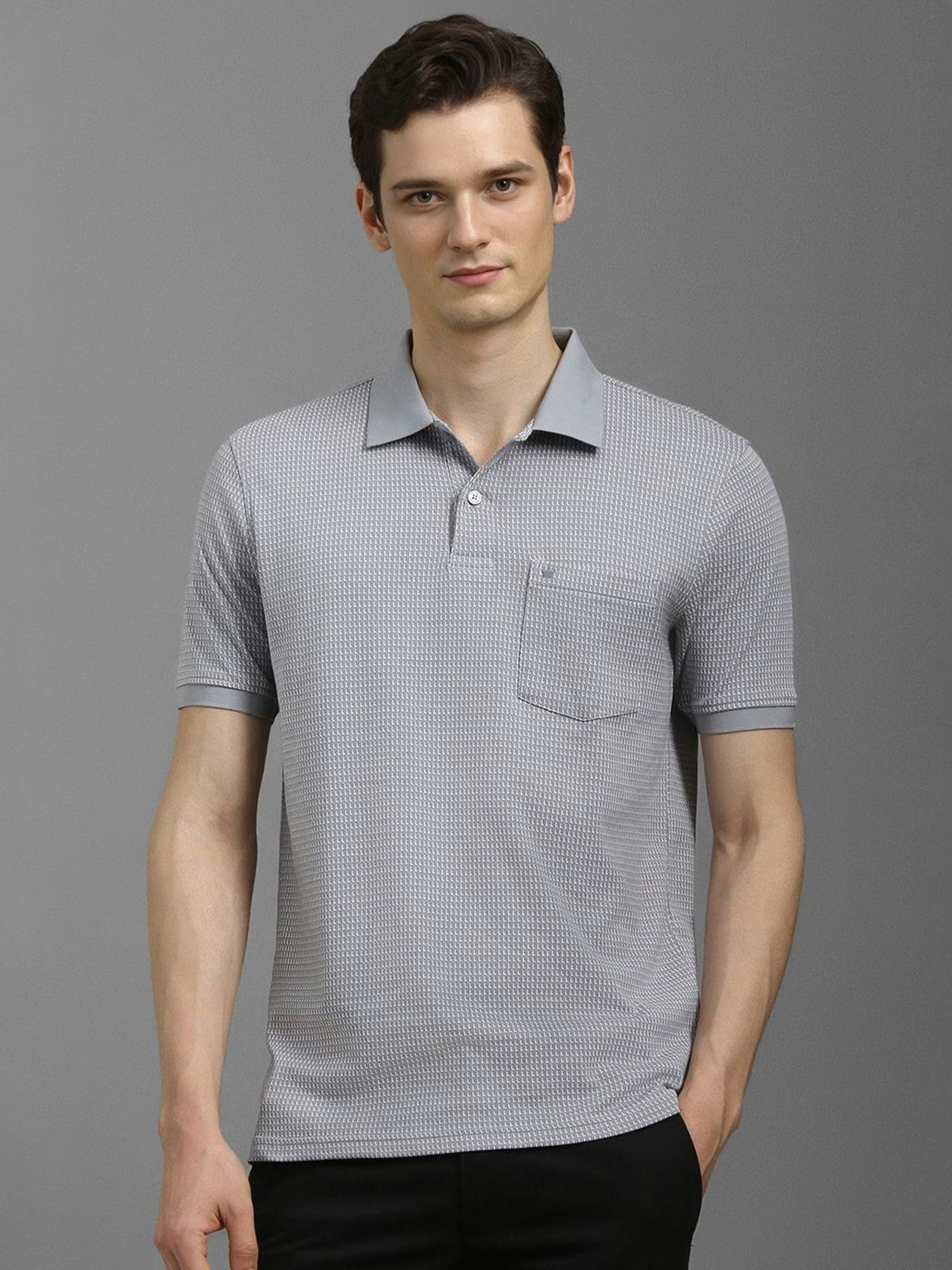 Louis Philippe Men Printed Polo Collar Pockets T-shirt