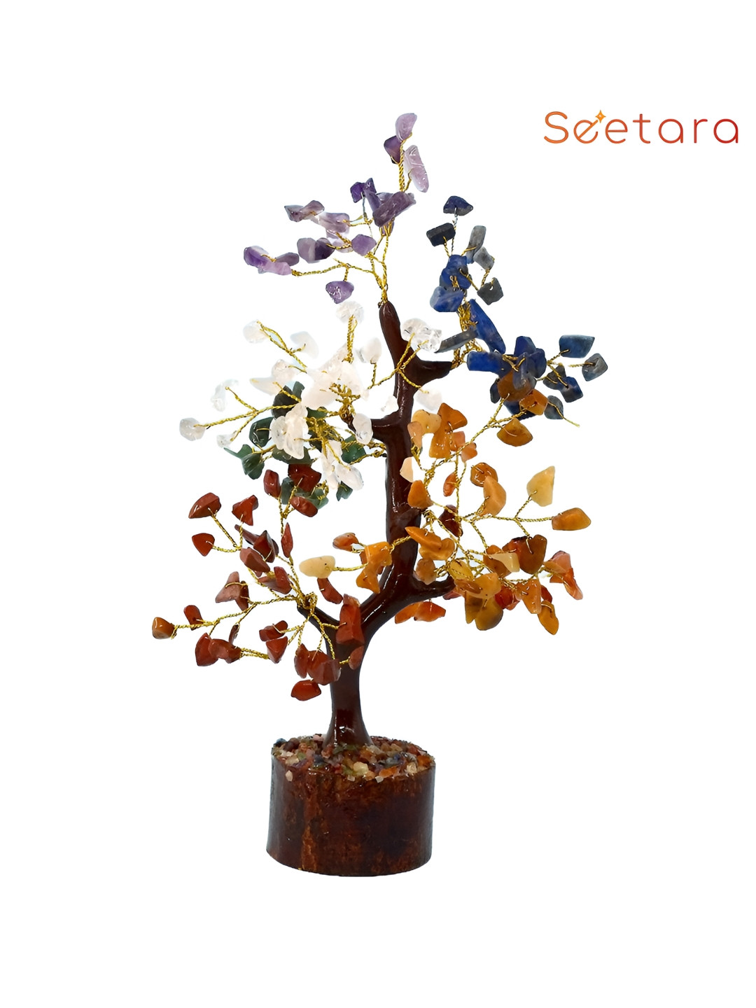 Seetara 7 Chakra Tree White Stone Natural Living Room Small Showpiece - 10.6 Inches