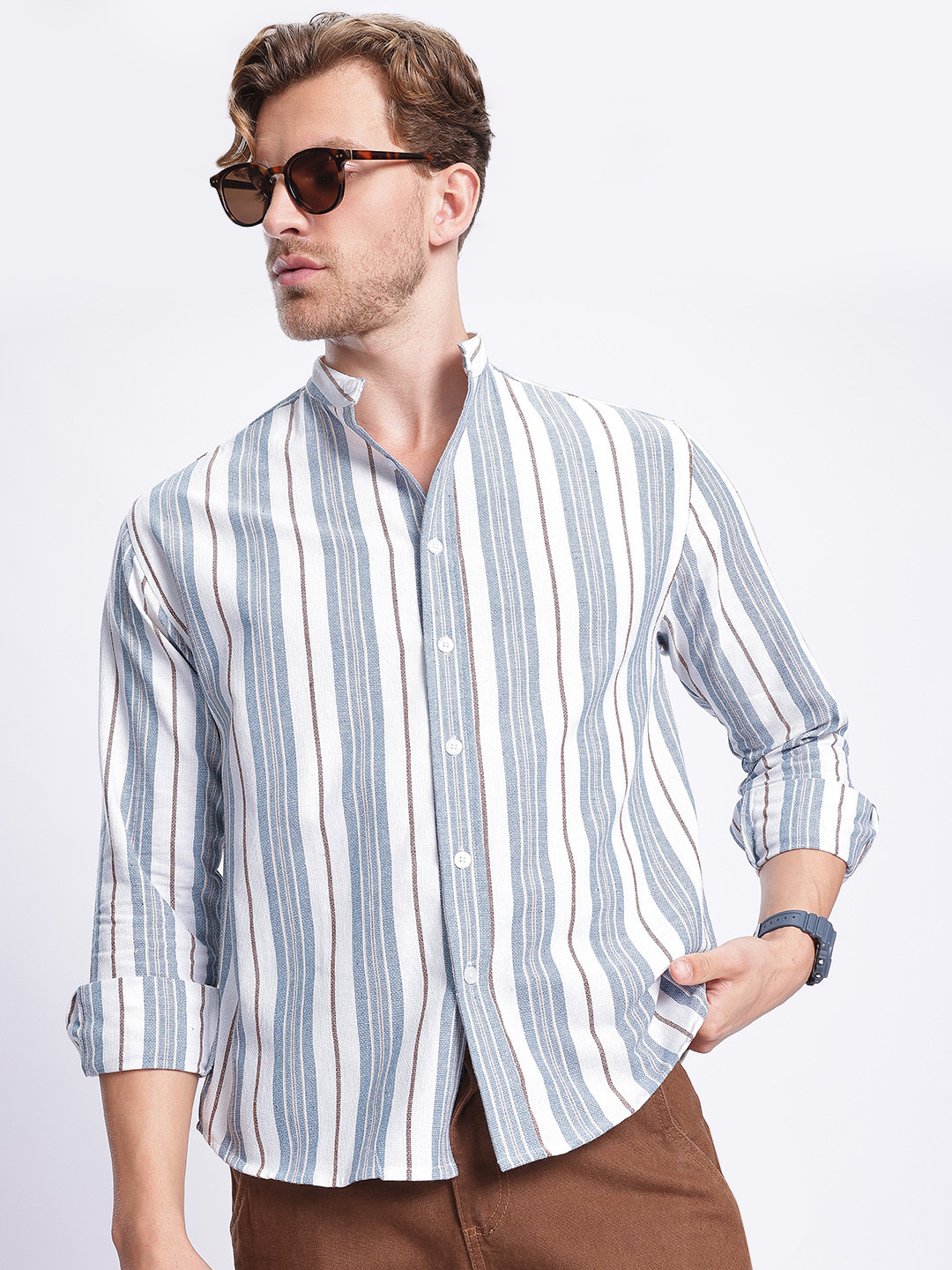 glitchez Tweed Striped & Relaxed Shirt