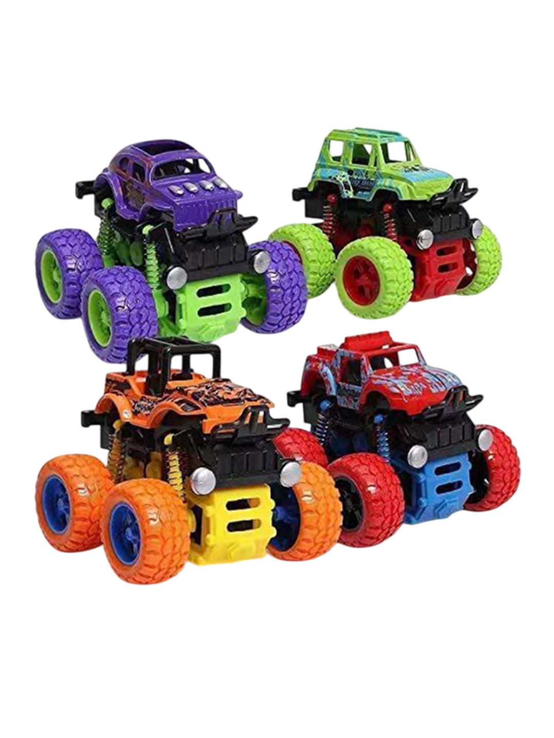 PIPALIYA Kids Set Of 4 Unbreakable Friction Powered Mini Monster Cars