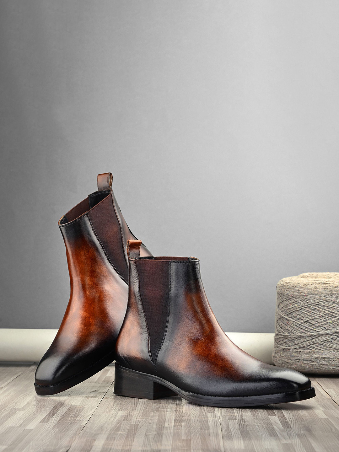 MILLE DOLLARI Men Casual Hand-Patina Chelsea Boots