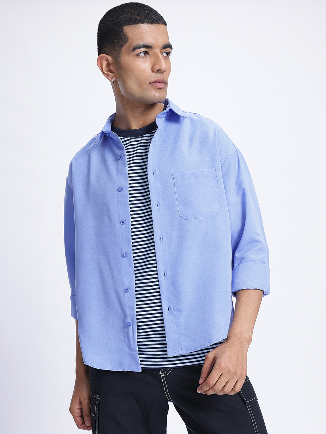 glitchez Fit Drop-Shoulder Sleeve Relaxed Shirt