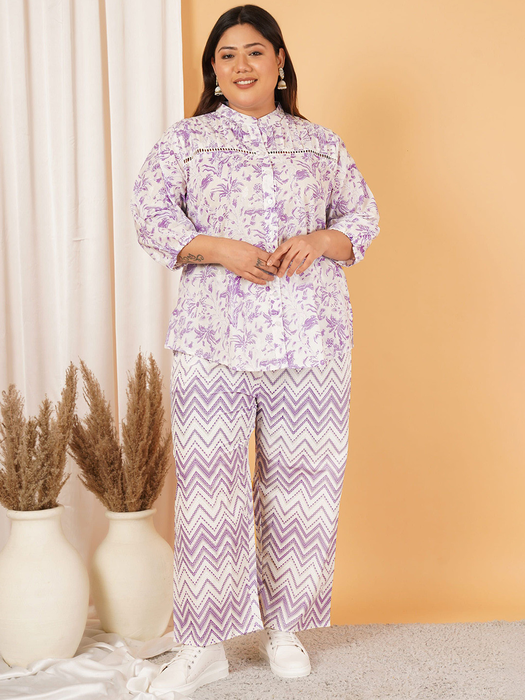 Indietoga Plus Size Printed Pure Cotton Tunic & Trouser