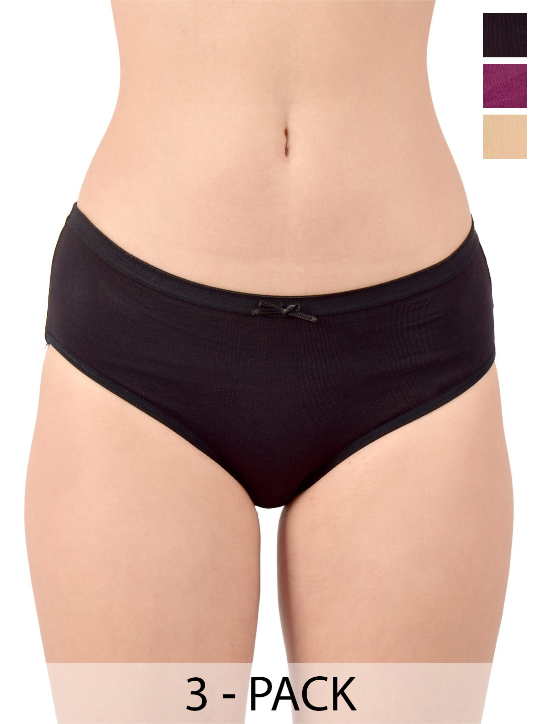 Valles365 by S.C. Pack Of 3 Mid-Rise Cotton Bikini Briefs BIKCMBGBLWIN-XL