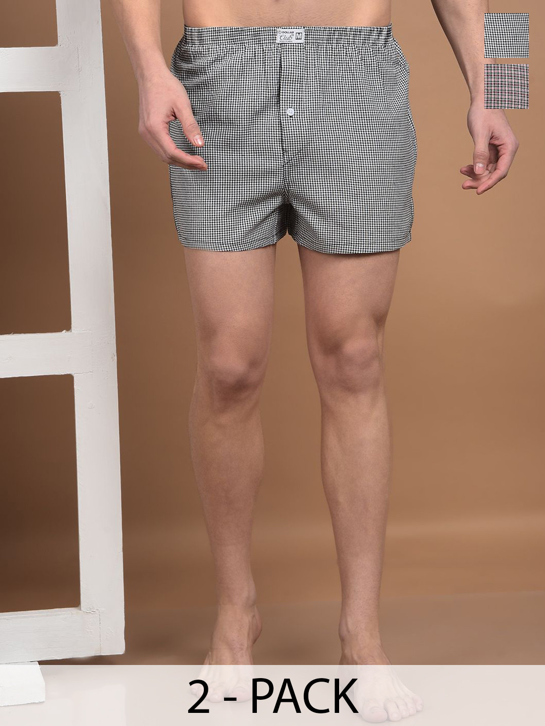 Dollar Pack Of 3 Checked Cotton Boxers TSSO-01-CHECK671-PO3