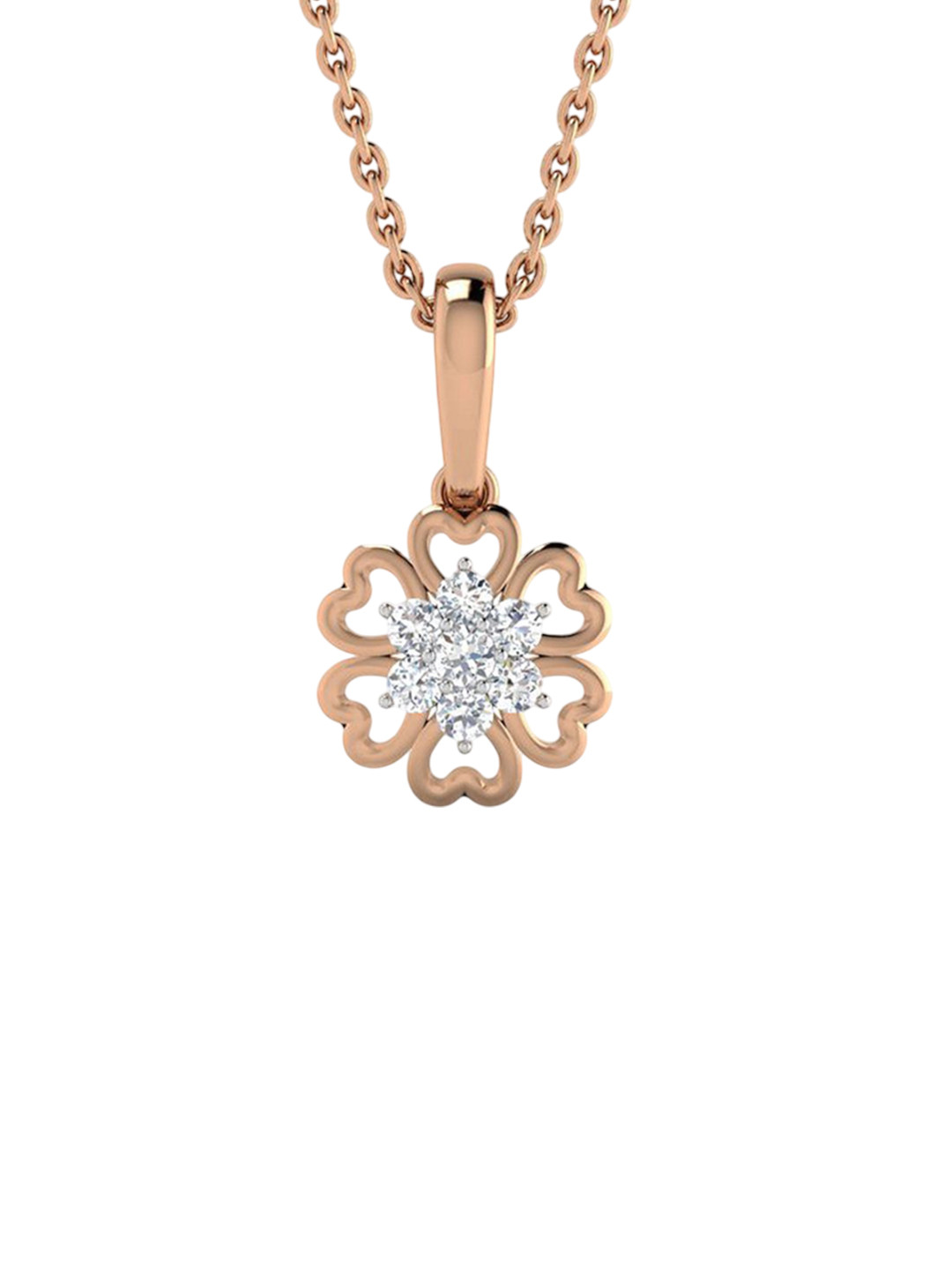 WHP JEWELLERS Rose Bloom 18 KT Rose Gold Pendant For Women.