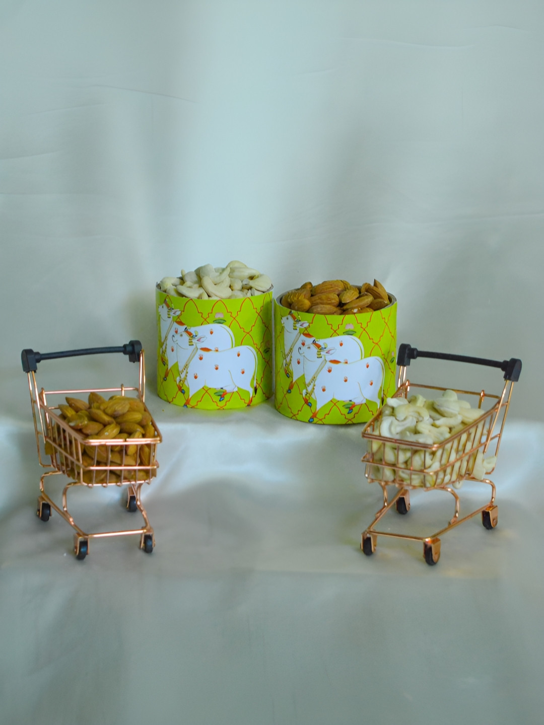 Kottanz Green and Red Pichwai Cow Basket