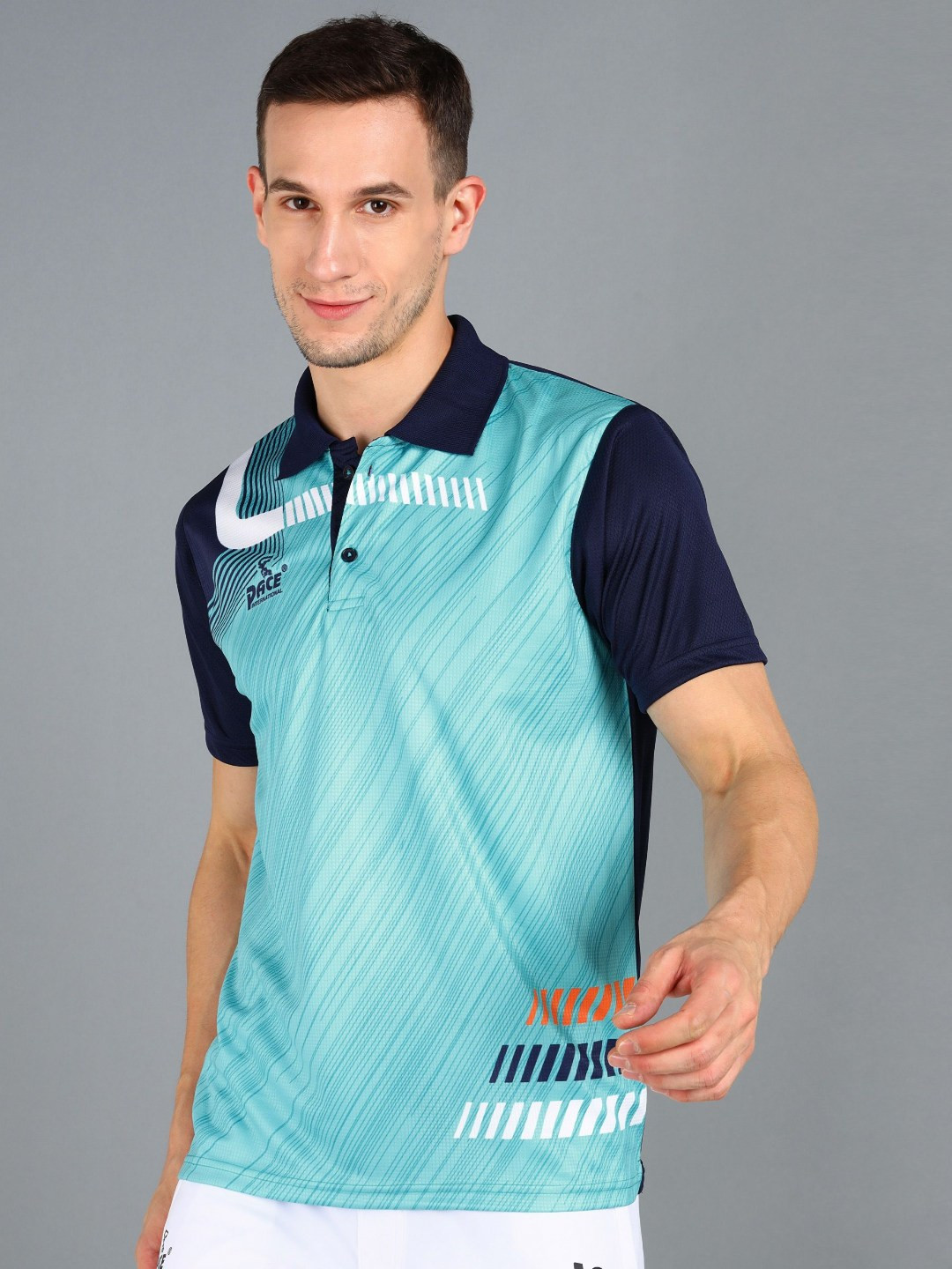 Pace International Men Typography Printed Polo Collar Sublimation Applique T-shirt