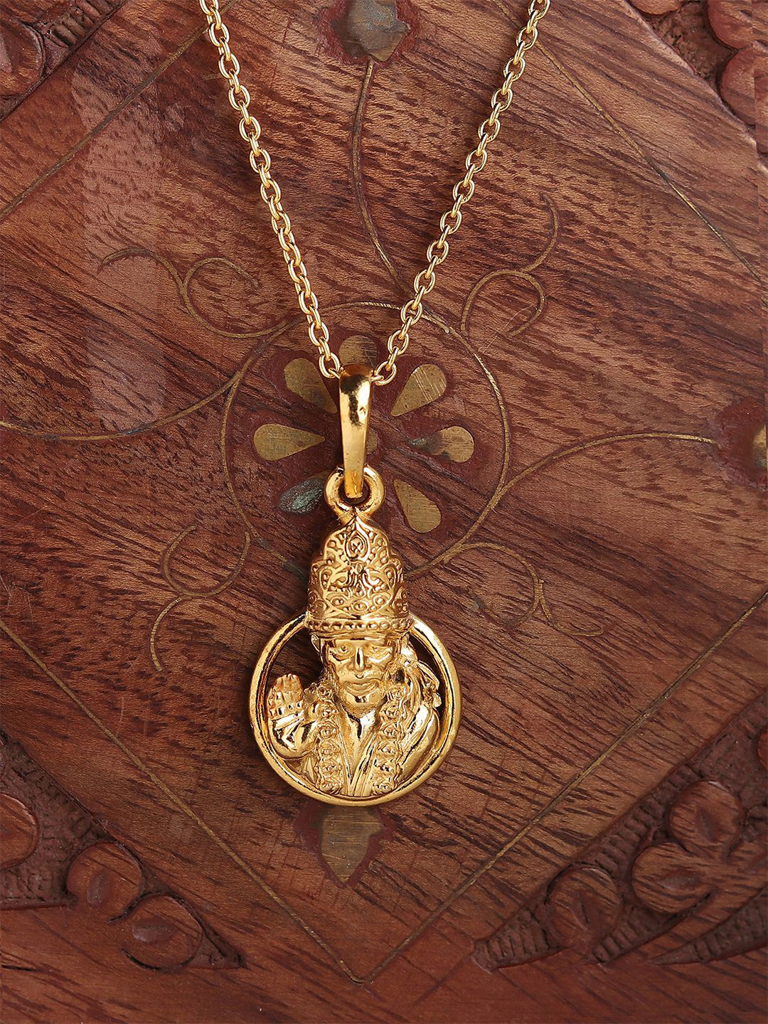 AKSHAT SAPPHIRE Kids 925 Sterling Silver Gold-Plated Sai Baba Temple Pendant