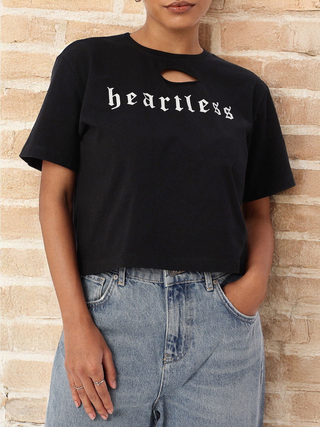 DressBerry Cut Out Printed Relaxed Fit T-shirt